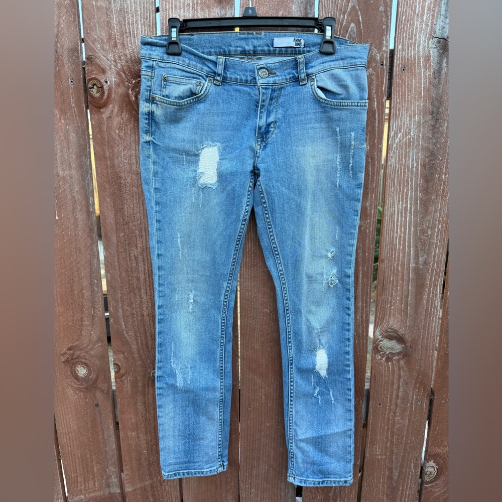 Anine Bing Light Wash Blue Distressed Skinny Jeans Women’s Size 26